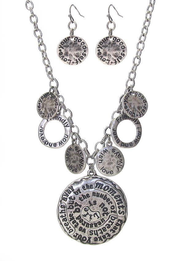 Jewelry Max - Wholesale Jewelry Set - ( A388 ) INSPIRATION DISC NECKLACE SET