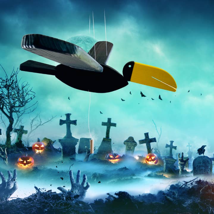 Mrozci - Wholesale Mobile - Wooden Flying Crow Mobile - Halloween Decoration1