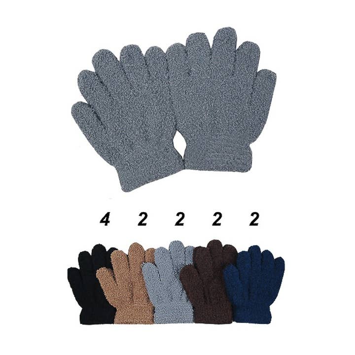 Cap Zone - Wholesale Gloves - Kids - Kids Dark Neutrals Solid Colored Teddy Gloves