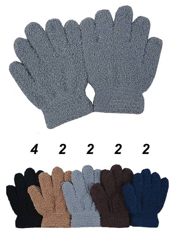 Kids Dark Neutrals Solid Colored Teddy Gloves for wholesale by Cap Zone