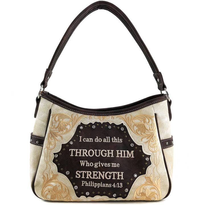 Lunar Deer - Wholesale Shoulder Bag - Women's - Bible Verse Philippians 4:13 Embroidery Handbag Hobo Bag