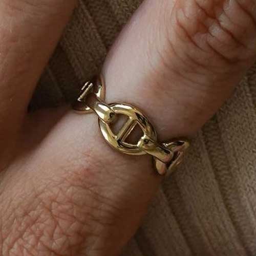 Barred Oval Mesh Steel Ring for wholesale by Bijoux 7bis