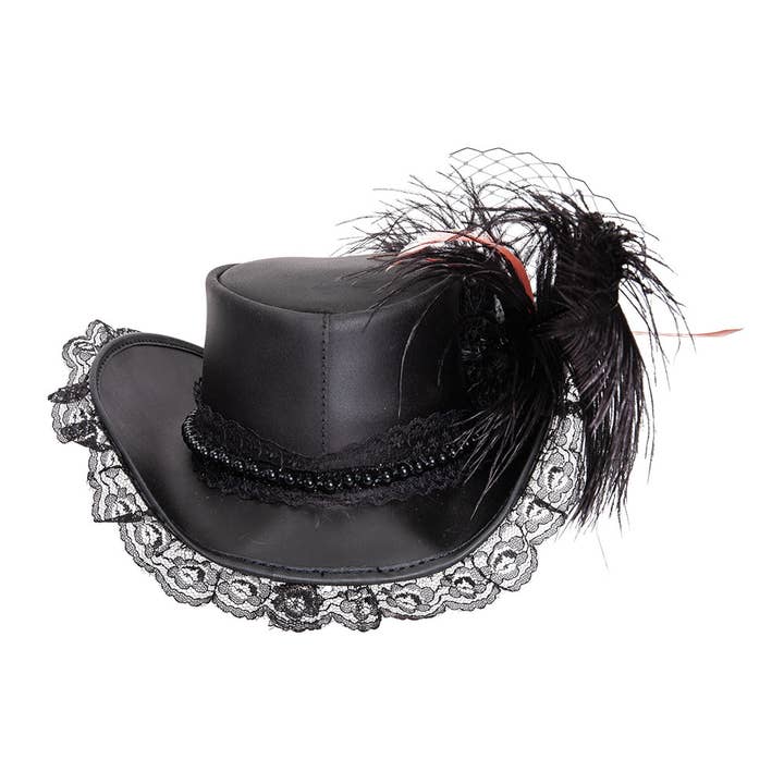 Black Genuine Leather Top Hat - Style Posh for wholesale on Faire