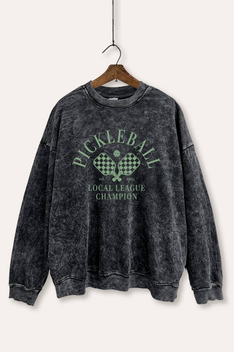 VINTAGE POINT USA - Vente Sweat-shirt à imprimés – femme - SWEATSHIRT DÉLAVÉ MINÉRAL AVEC GRAPHISME DE CHAMPION DE PICKLEBALL0