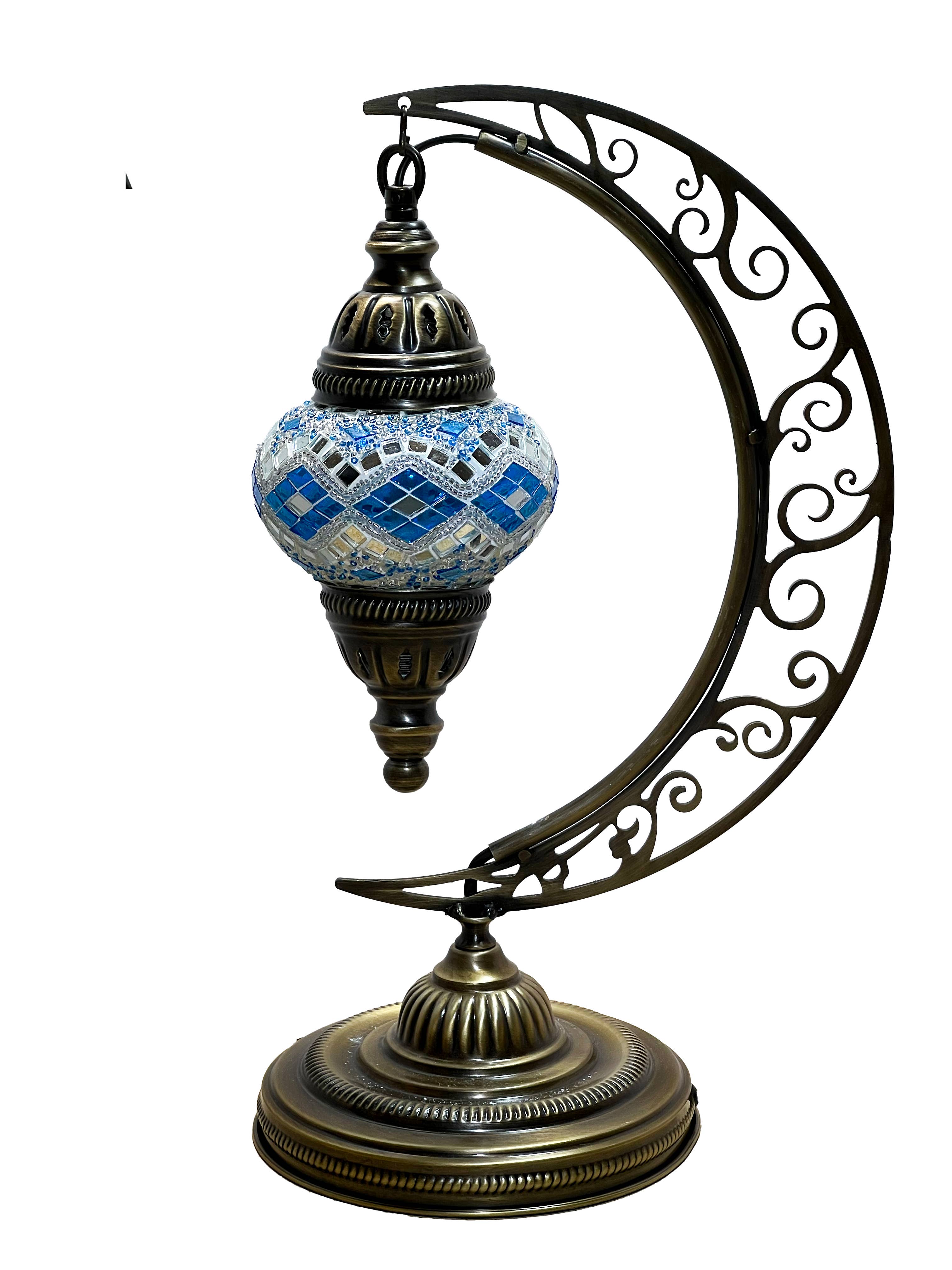 Gypsy Soul - Wholesale Accent/Desk Lamp - Moon Mosaic Turkish Lamp 6" Glass Globe 3
