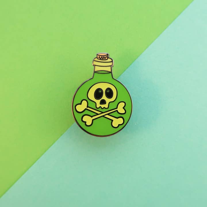 Poison Potion Bottle – GLOW IN THE DARK Enamel Pin (30mm) for wholesale by Bird House Press