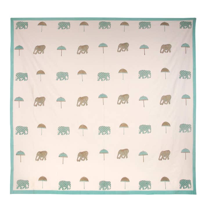 Purple Mohar – Cobertor de cama por atacado – Opulência de Elefante Mughal e Guarda-chuva Colcha1