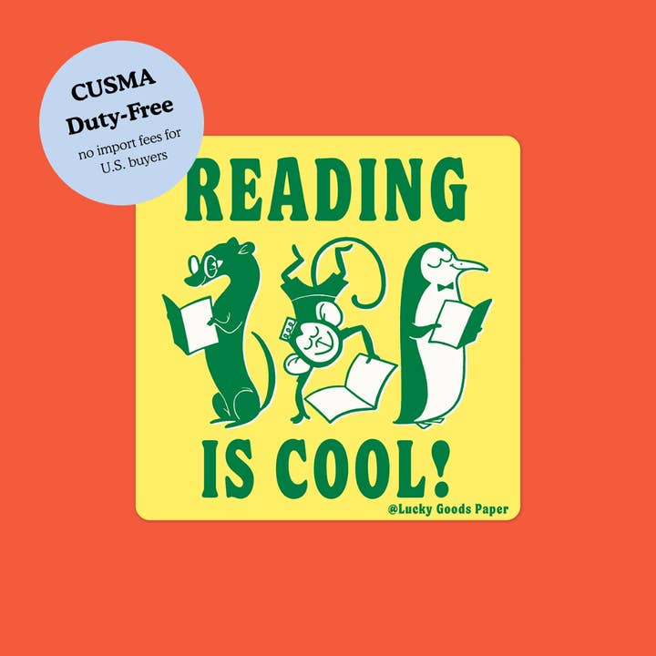 Reading is Cool – Matte Vinyl Sticker for wholesale by Lucky Goods Paper