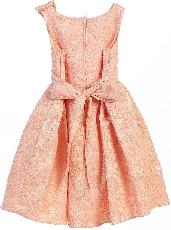 iGirlDress - Wholesale Dress - Kids - Vintage Rose Jacquard with Shoulder Bow Flower Girl Dress2