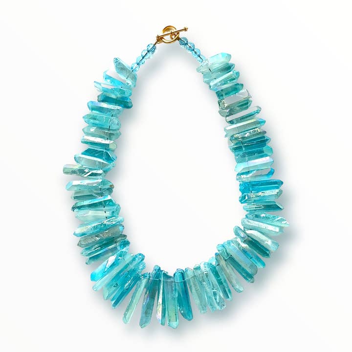 Aqua Francie ADMK Statement Necklace for wholesale by ADMK Jewelry