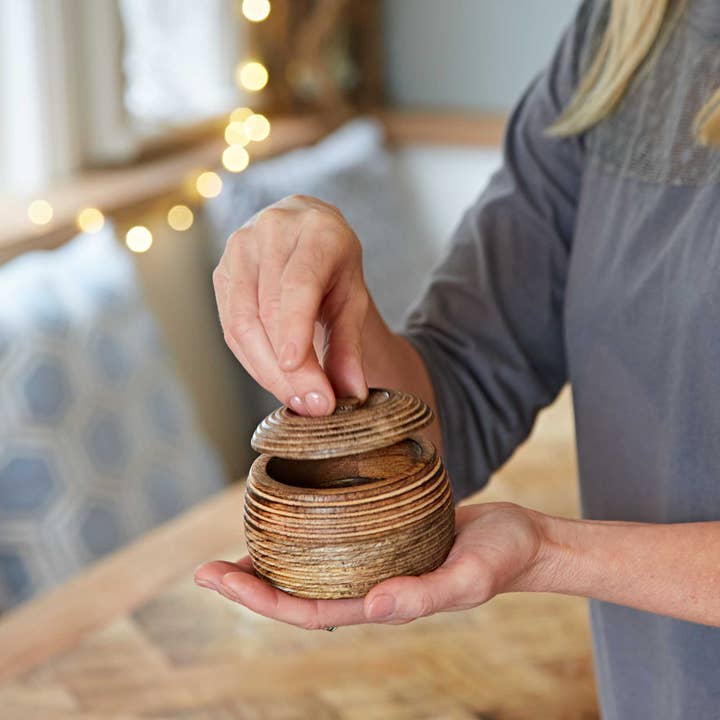 The Paper High Gift Company Limited - Wholesale Bowl - Makula Natural Mango Wood Bowl with Lid - Small
