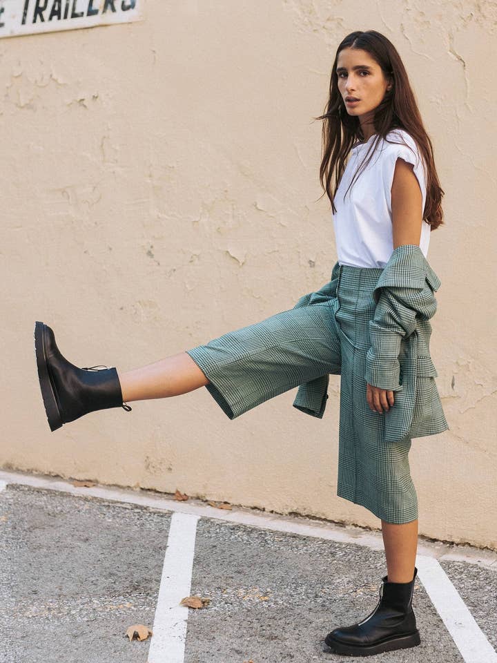 Vichy check bermuda shorts i grönt för wholesale av IO DREAMS