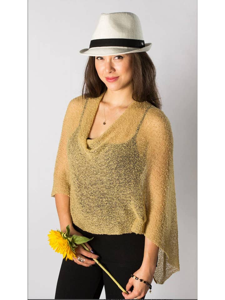 Bali Prema - Wholesale Poncho - Women's - Lightweight Sheer Shrug Knit Poncho Shawl- Boho Cover-up in Denim Blue9