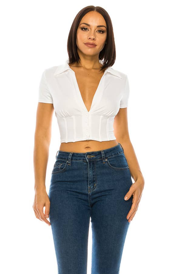 A3 Design USA - Wholesale Blouse - Women's - T4303-COLLARED BUTTON DOWN TOP6