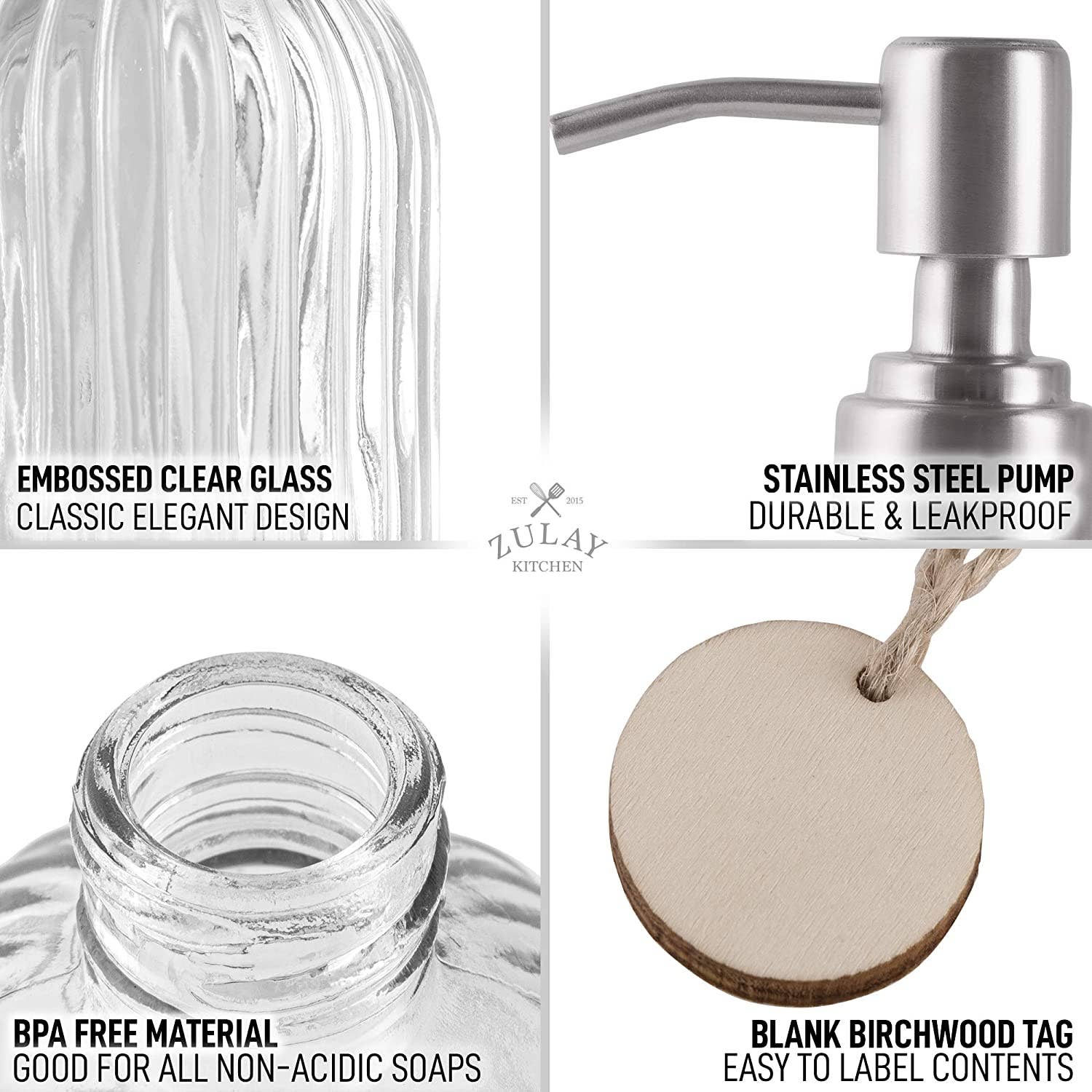 Zulay Kitchen – wholesale Tvåldispenser – Glasdispenser för handtvål – 473 ml5