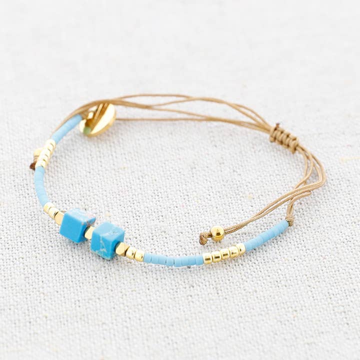 Macrame Steel Bracelet with Miyuki Square Stone Beads for wholesale by Sonata