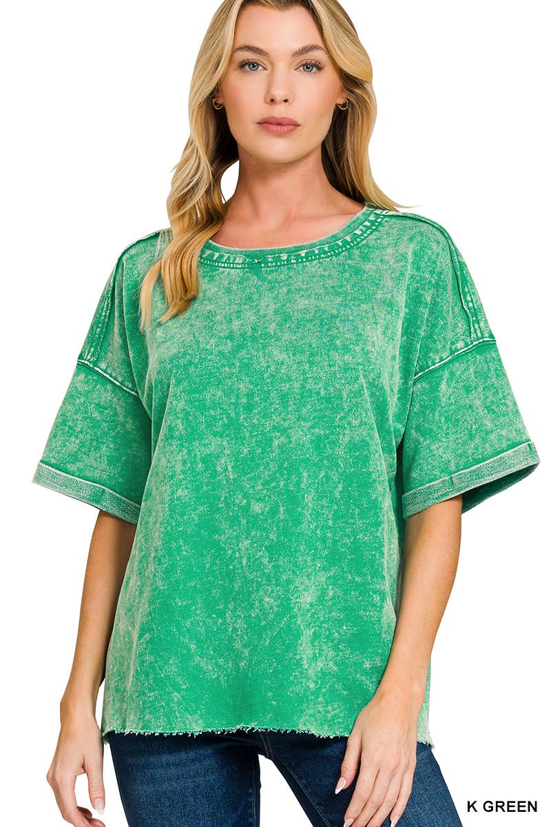 Vanilla Monkey - Wholesale Knit Top - Women's - French Terry Acid Washed Tee Shirts6