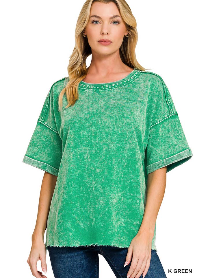 Vanilla Monkey - Wholesale Knit Top - Women's - French Terry Acid Washed Tee Shirts6