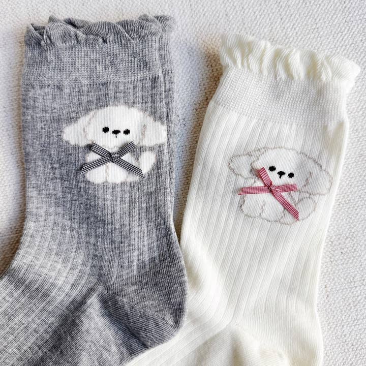 Bichon Puppy Design Sokken Set van 2 voor wholesale door Ellison+Young