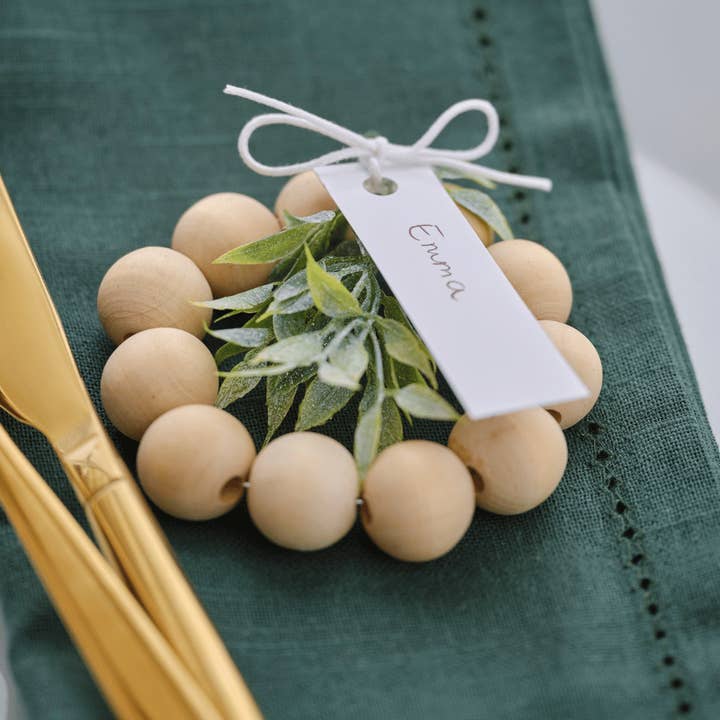 Wooden Place Card Holders with Foliage (Set of 6) for wholesale by Qube Luxe by Debbie Marks