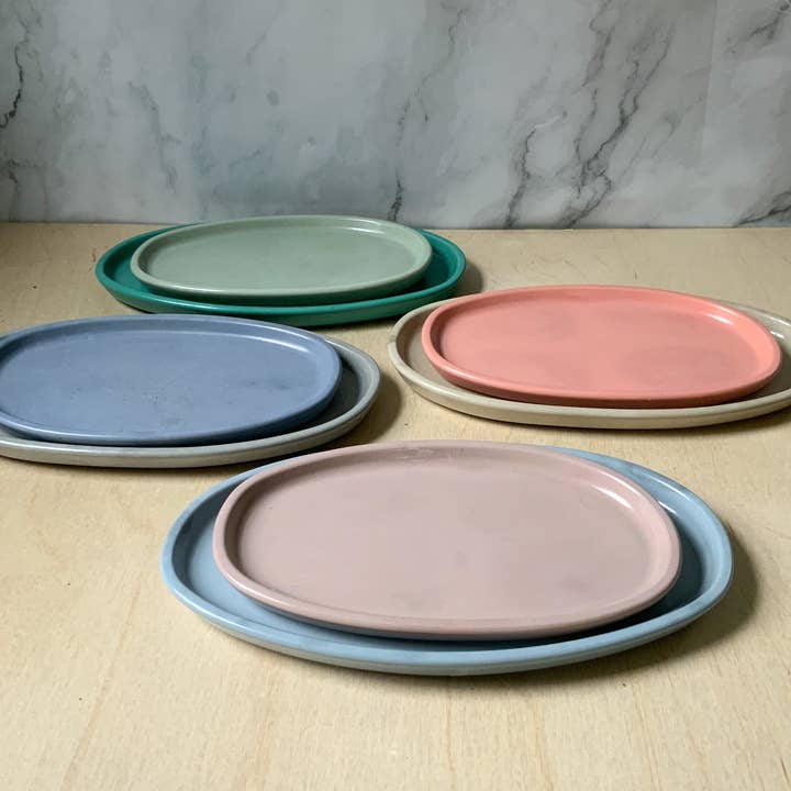 Left Corner Goods - Wholesale Decorative Tray - Concrete Oval Tray | candle catch all | Plant tray8