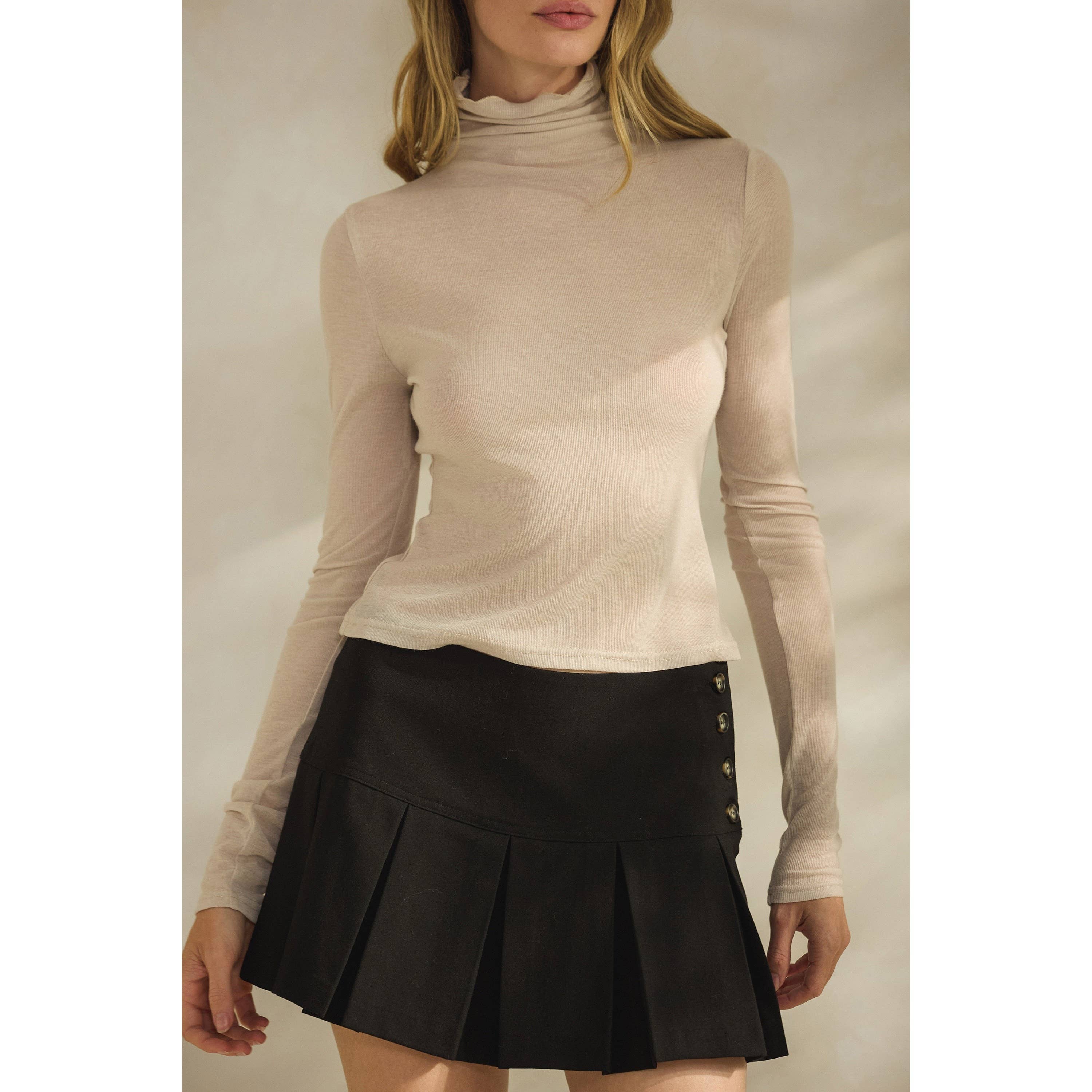 Honey Mango - Wholesale Blouse - Women's - Long sleeve sheer turtleneck top14