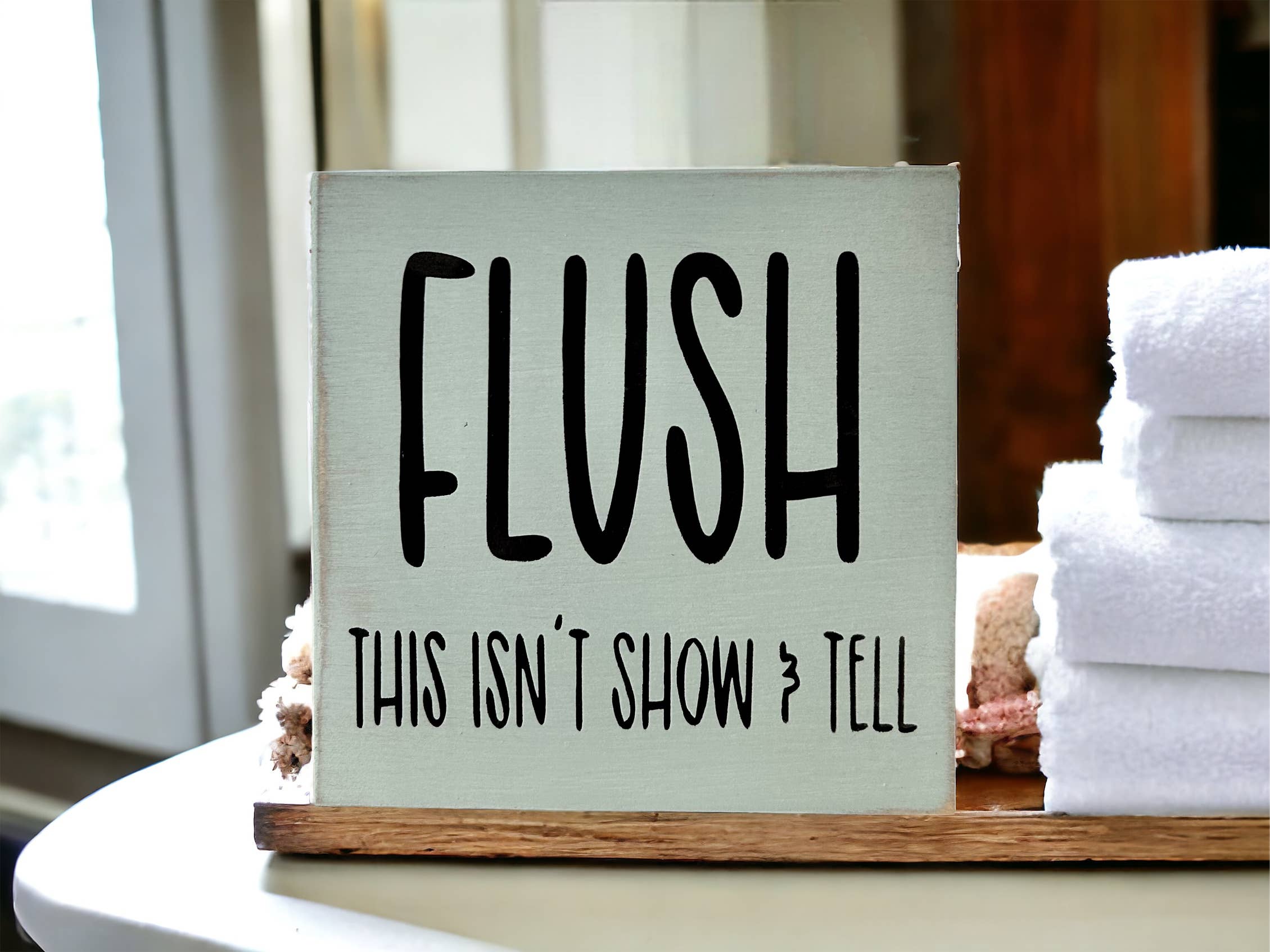 Inkwood Crafters - Wholesale Sign - Flush - Funny Bathroom Decor Rustic Wood Sign4