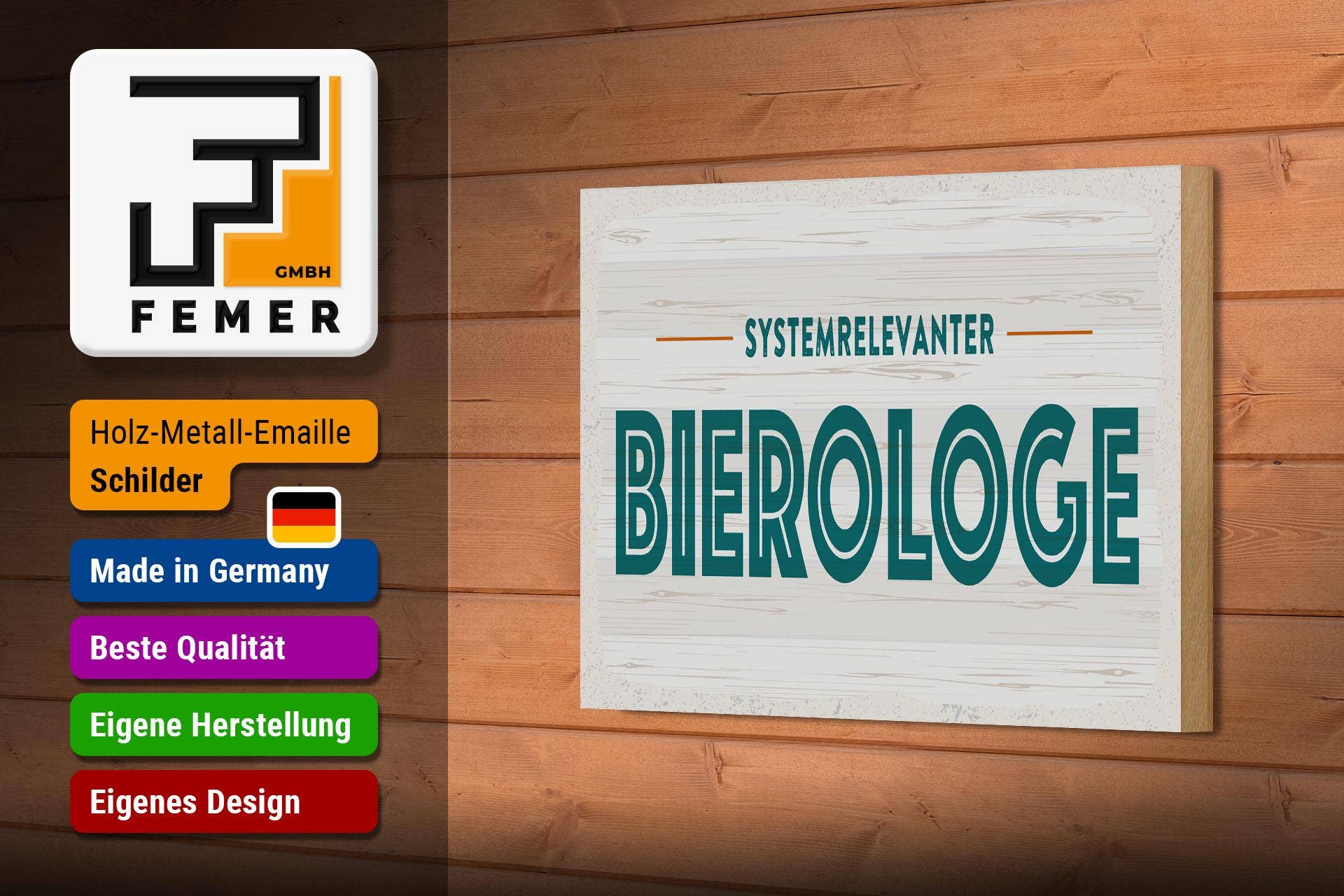 Femer - Wholesale Sign - Wooden sign alcohol 18x12 cm system-relevant Bierologist decorative sign2