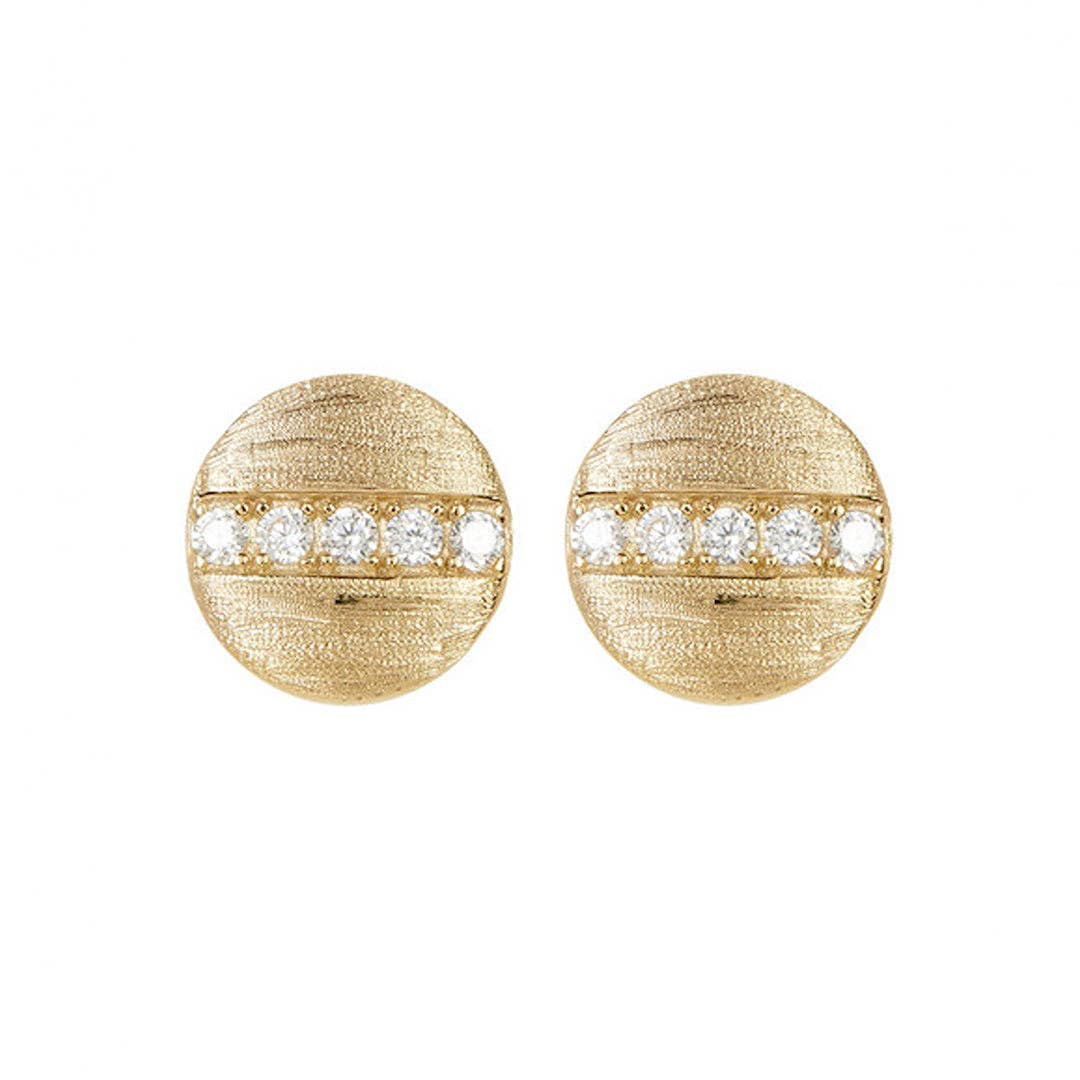 Adornia – wholesale Stud/post earrings – Pave Line Round Disc Studs silver gold0