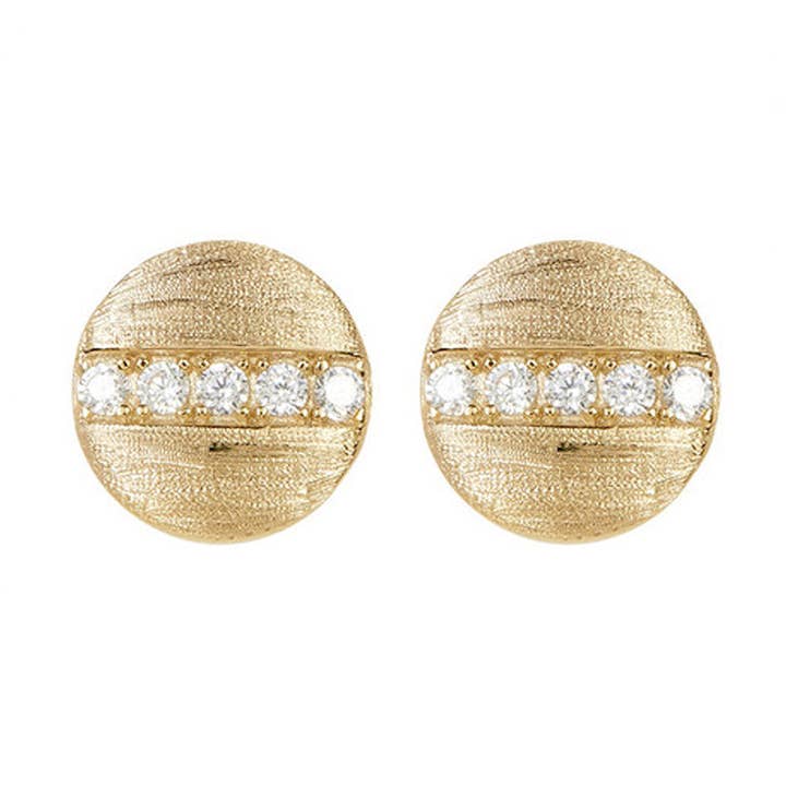 Pave Line Round Disc Studs argento oro per la vendita all'ingrosso da parte di Adornia