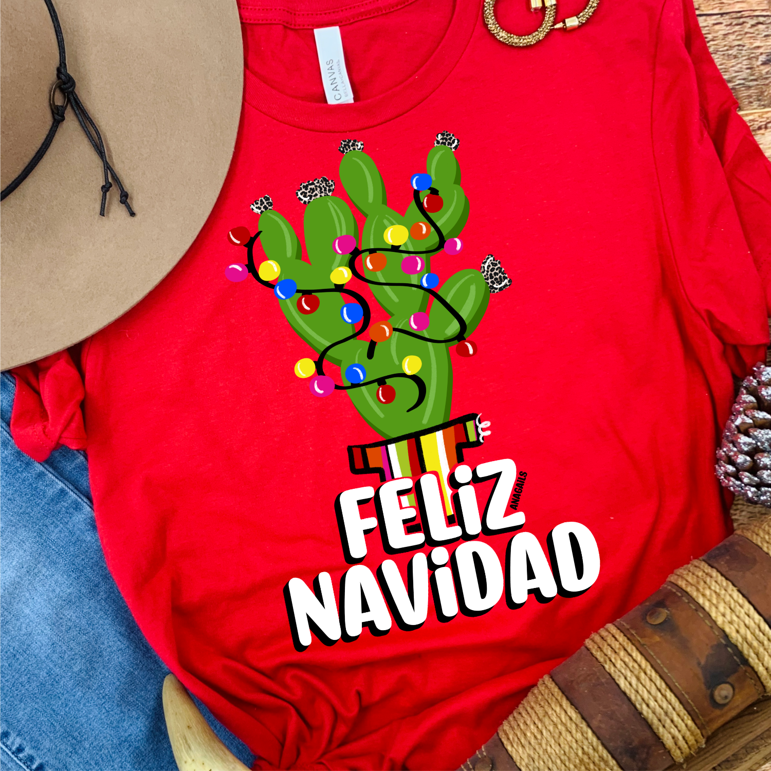 Anagails - Wholesale Screen Printed T-Shirt - Women's - Feliz Navidad0