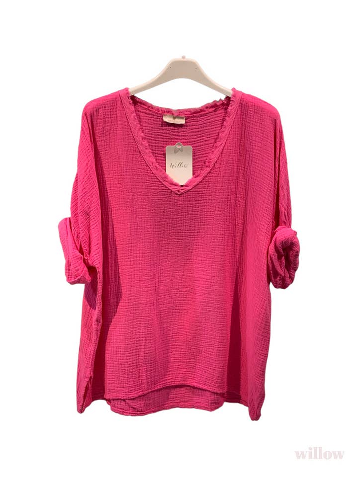 MOONSUN - Wholesale Blouse - Women's - #80686 oversized cotton-gauze top