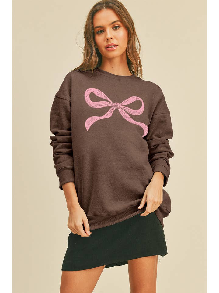 Honestee - Venta al por mayor Sudadera estampada - Mujer - Sudadera gráfica de manga larga con lazo12