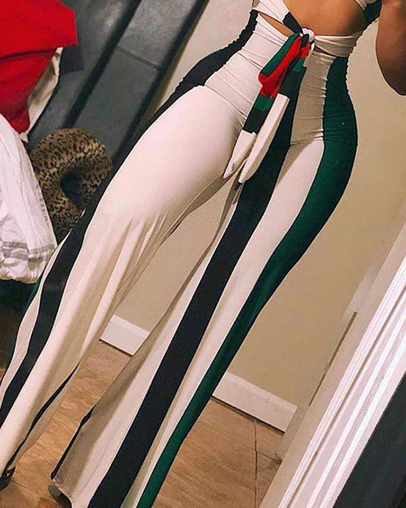 HVID stribet colorblock udskæring bandeau buksedragt for engroshandel på Faire2