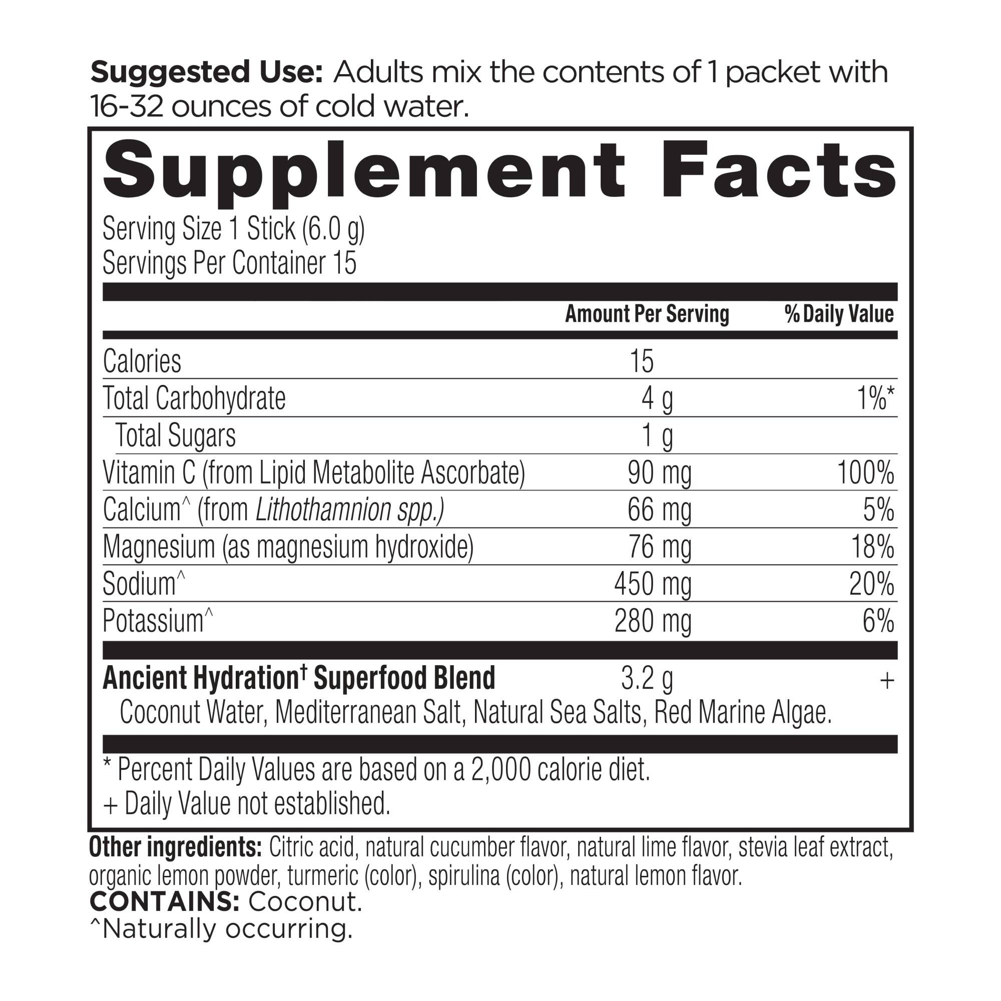 Ancient Nutrition - Wholesale Powdered Health Drink - Rapid Hydration | Powder Lemon Lime Flavor (15 Servings)1