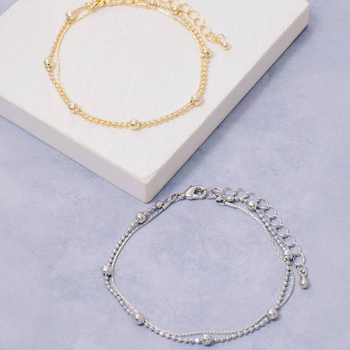 Doppelreihiges Kugel- und Kettenarmband für den Großhandel von The Looks by Fame Accessories