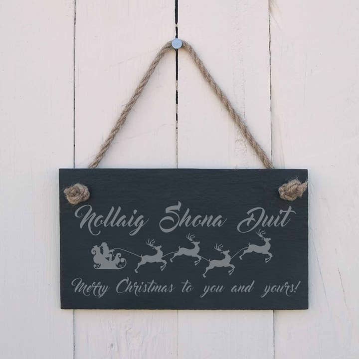 Placa-Pendurada de Natal - “Nollaig Shona Duit-Merry Christmas por atacado de The House nameplate company