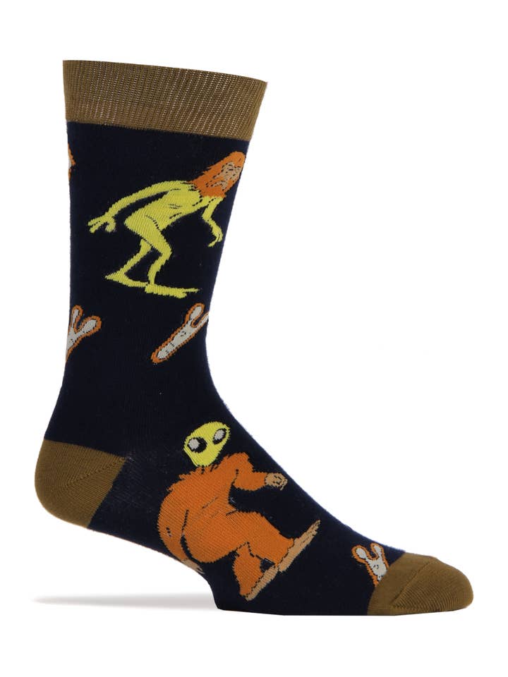 Oooh Yeah/Sock It Up/Oooh Geez Slippers - Wholesale Socks - Men's - Aliens Are A foot | Men's Funny Big foot Cotton Crew Socks1