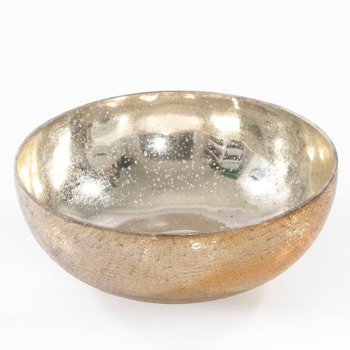 Rustic Gold Mercury Glass Decorative Bowl for wholesale by Andaluca