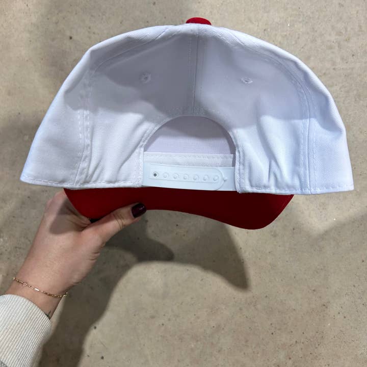 Vibes Hat Company - Wholesale Trucker Hat - Unisex - Vibes White/Red Structured 5 Panel Trucker Hat | Blank Hats2