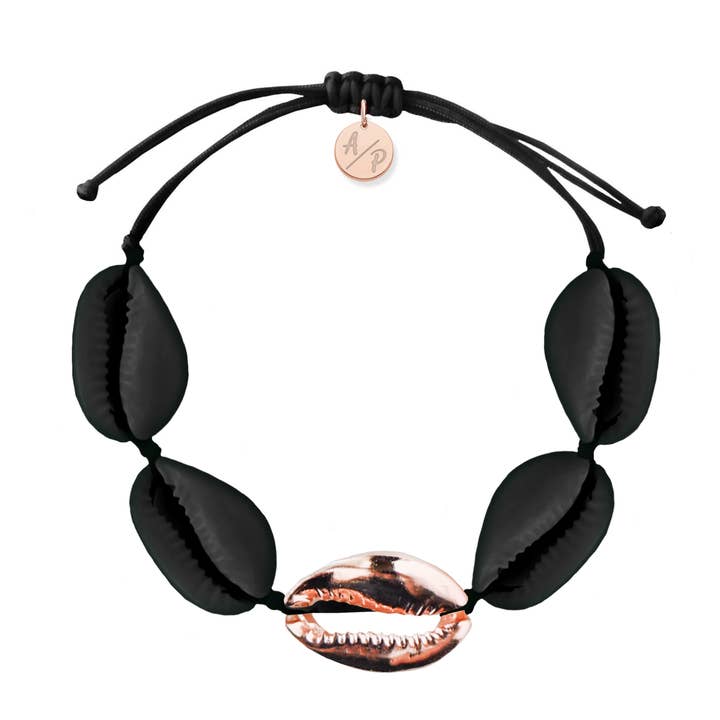 Sleek Shells Bracelet - Matte Black/14k Rose Gold for wholesale by Adriana Pappas Designs