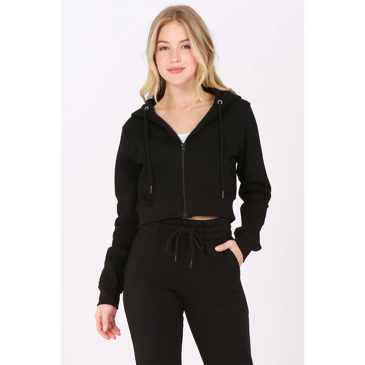 UP CLOTHING - Wholesale Hoodie - Women's - Cropped Fleece Zip Up Hoodie Jacket22