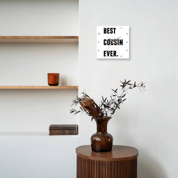 3dRose – wholesale Wall clock – 3dRose, Best Cousin Ever, Black Letters On A White Background, Wall Clock5