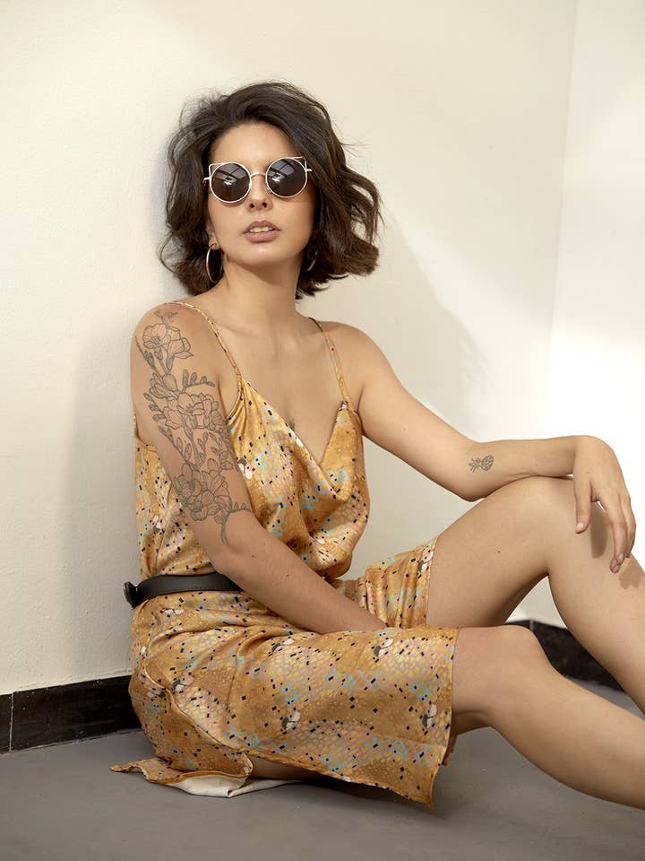 MIDI DRESS WOMAN IN GOLD for wholesale by AYRAWEAR