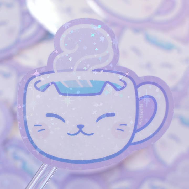 Glitter Kittea Stickers for wholesale by Nikury