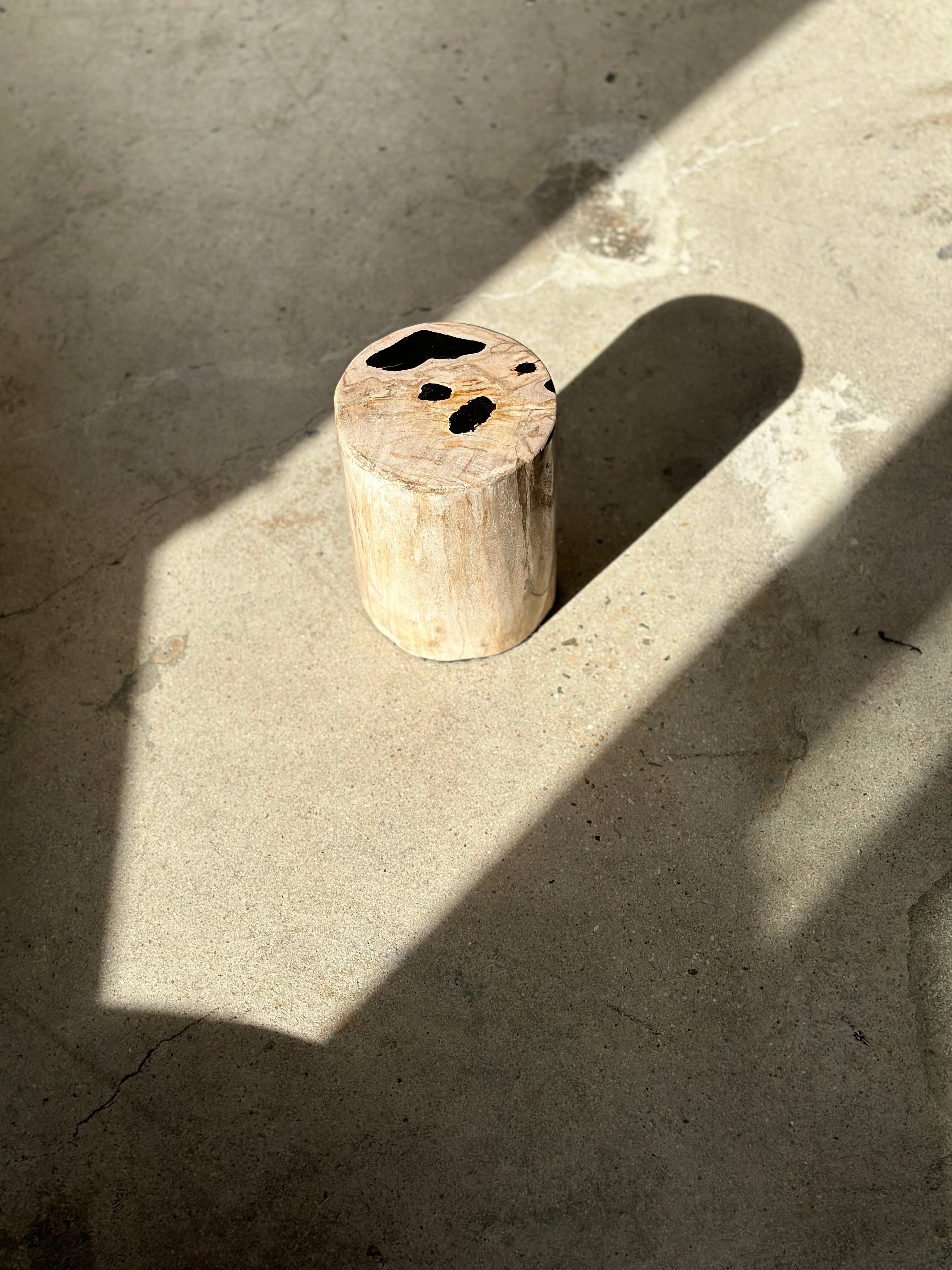 Office Objets - Wholesale Side Table - White petrified wood side table with black spots H:27.5 D:1838