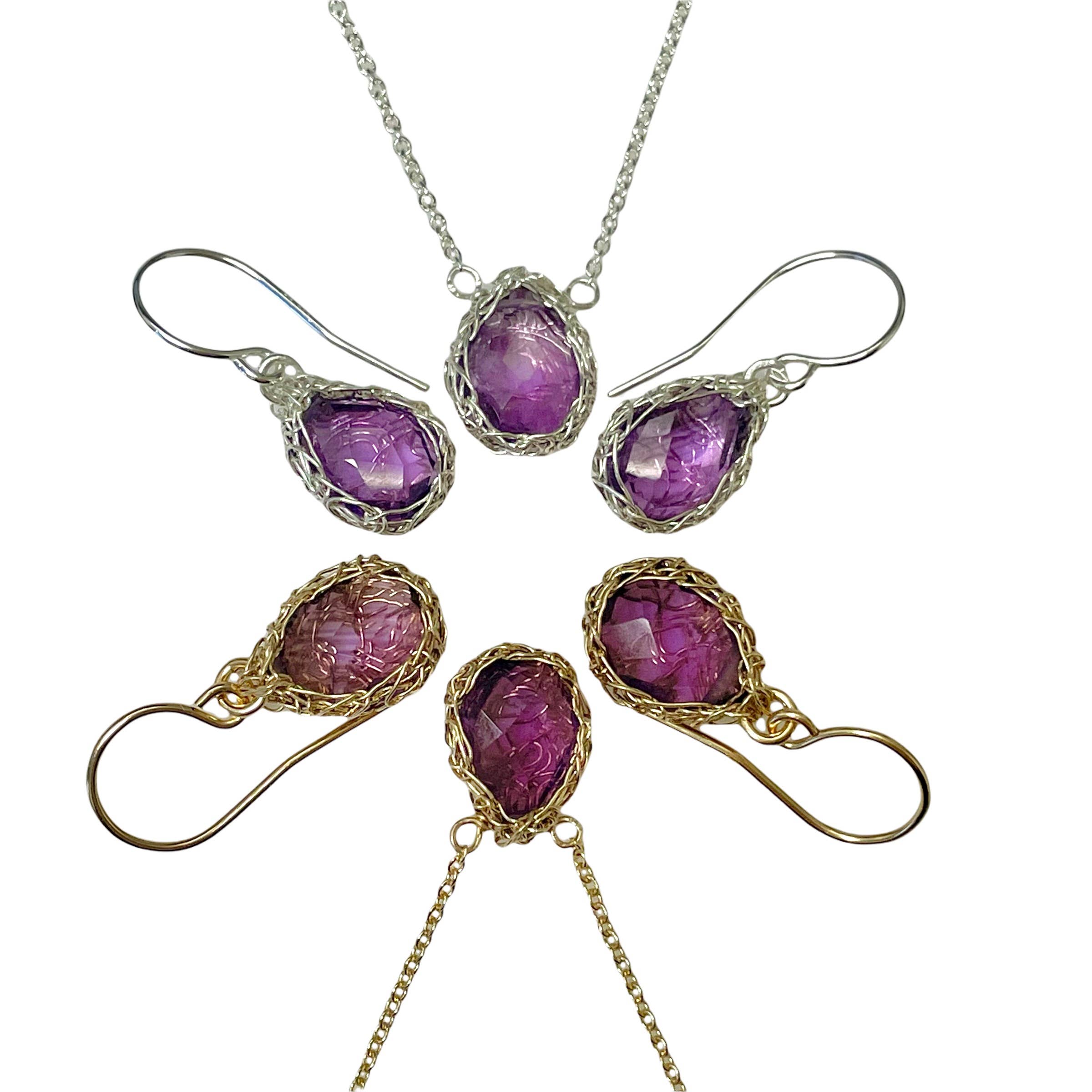 Arivka Jewelry - Wholesale Dangle Earrings - Teardrop Earrings  Amethyst In Gold2