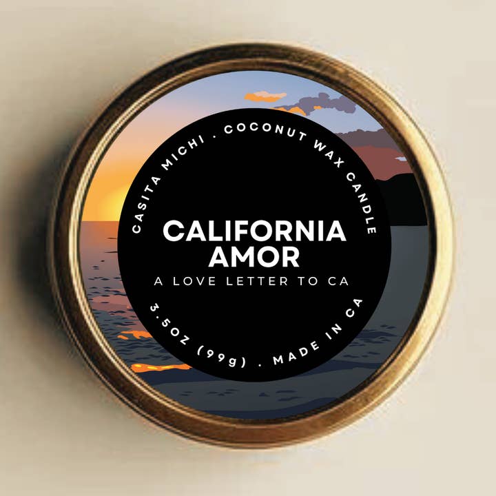 California Amor Candle Tin, 3.5oz for wholesale by CASITA MICHI