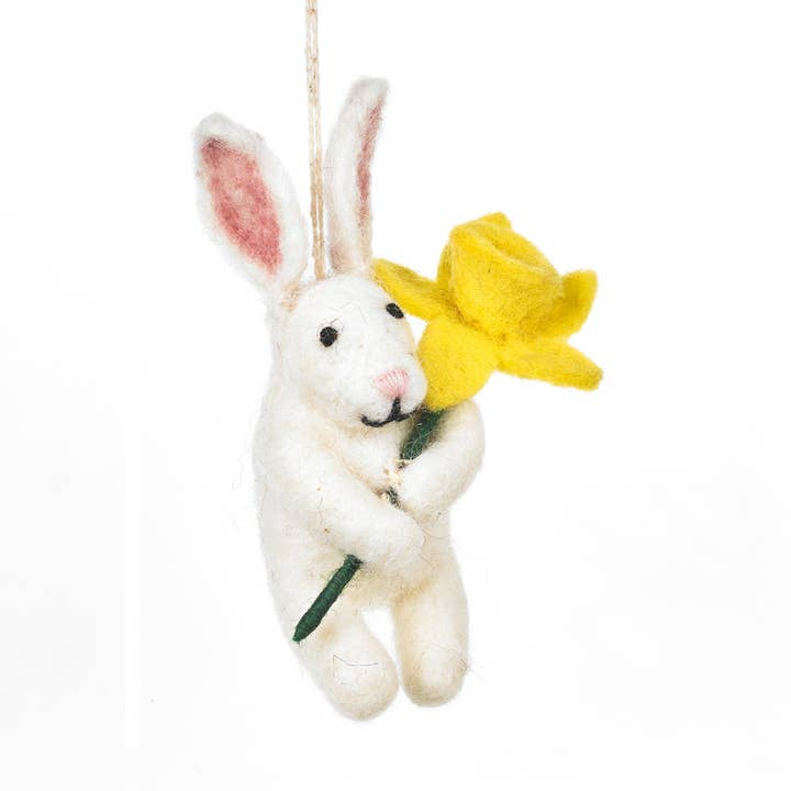 Decorazione pasquale da appendere a mano in feltro con coniglietto Delilah per la vendita all'ingrosso da parte di Felt So Good