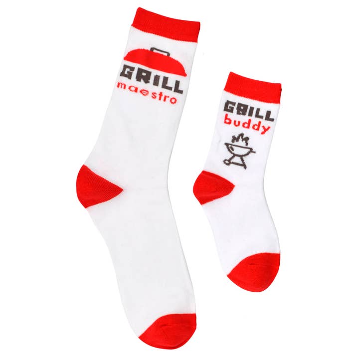 2-pair Sidekicks Grill Maestro BBQ - Daddy & Me Socks Set for wholesale by Boogie Toes
